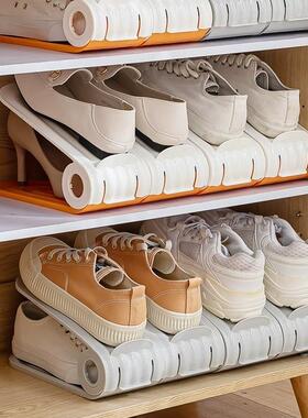 A double-layer shoe rack, a storage wonder for shoes, featur