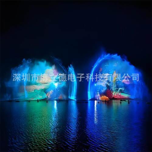 湖面漂浮设备3D户外喷泉水秀表演控制系统投影仪激光水幕电影大型