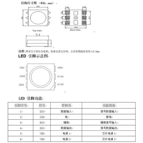 高亮5050RGB幻彩灯珠晶元芯片可编程内置IC6脚12V全彩LED灯珠七彩