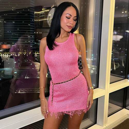 Women'S Summer Solid Color Slimming Casual Fringe, Fashion