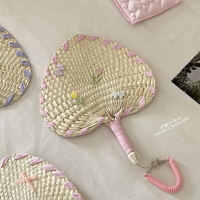 彩色手工编织蒲扇可携式老式扇子夏天创意可爱芭蕉扇拍照道具多巴