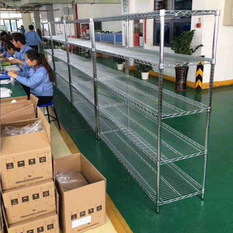 仓库不锈架钢展示架子家带357轮镀铬防物静电料线网货架移动用置
