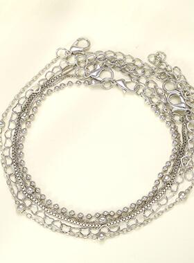 5 pieces bracelets set希音爆款手錬5件套套装女合金圆珠炼盒炼