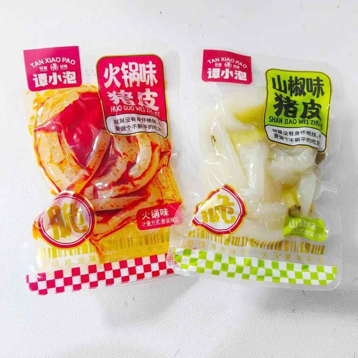 谭小泡山椒猪皮晶小包装泡椒酸辣即食水晶猪肉皮小吃辣味网红零食
