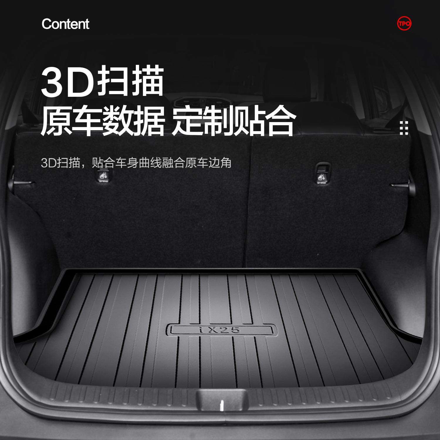 适用北京现代ix25后备箱垫改装配件专用汽车用品装饰防水尾箱垫