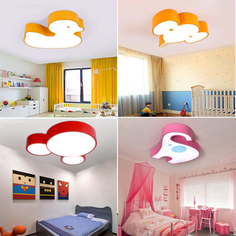 新款彩色儿童房led吸顶灯男孩房间灯卡通造型女孩幼儿园卧室灯