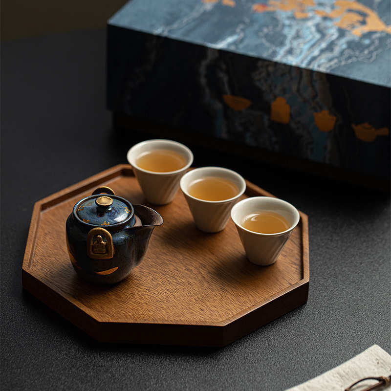 山迹先生 粗陶手抓壶一壶三杯茶具礼品套组整套功夫茶具陶瓷茶器