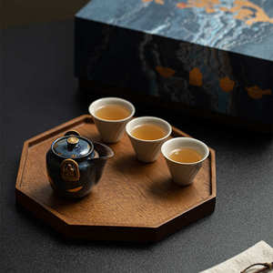 山迹先生 粗陶手抓壶一壶三杯茶具礼品套组整套功夫茶具陶瓷茶器