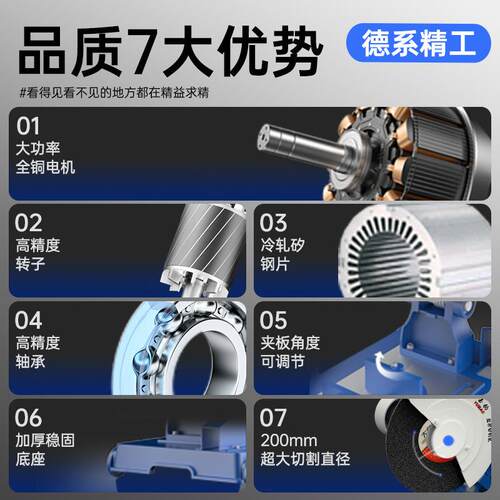 工业级400型切割机220V大功率型材钢材2.2/3/4KW多功能不锈钢重型