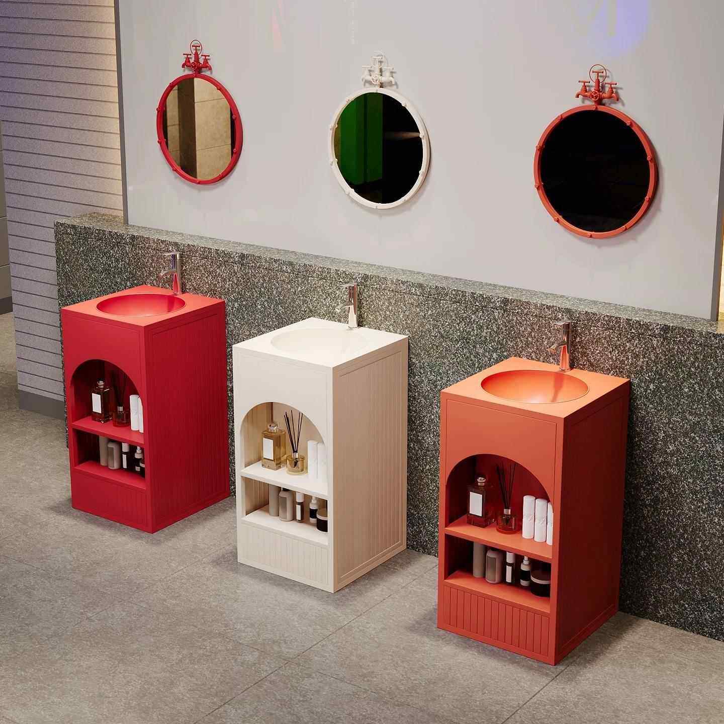 工业风洗手池小型落地式复古洗漱柜一体洗手台烧烤网红彩色立柱盆,家装主材,立柱盆,淘宝优惠券,粉丝福利购,淘宝优惠卷