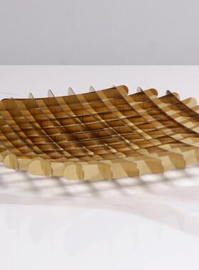 夫北欧轻奢现金网格镂空圆形托盘华饼形USY状果盘代属简约客厅摆