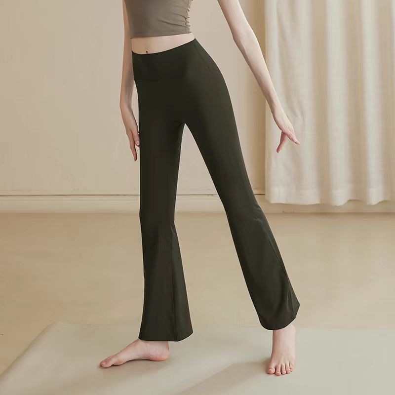 微喇瑜伽裤女高腰提臀无尴尬线紧身裤显瘦舞蹈运动阔腿健身裤