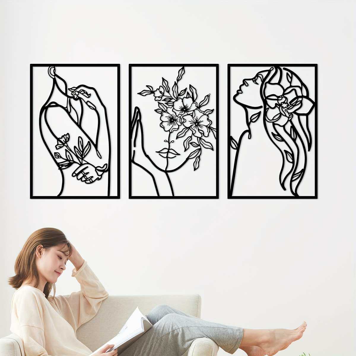 铁壁挂线条装饰花朵挂饰艺画客厅装饰画家居空白金属卧室女人墙面