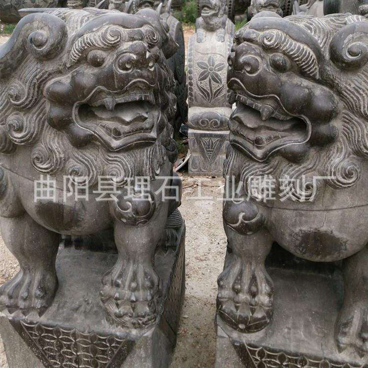 石狮子厂家大理石仿古石狮子 青石做旧石雕狮子 酒店住宅门口摆件