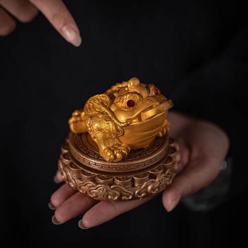 变色茶宠精品可养时来运转茶桌茶台旋转摆件宠茶玩金蟾蟾蜍貔貅