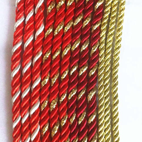 厂家热卖35cm*5mm三股绳纸袋手提绳涤纶绳柄现货批发扭绳彩色定制