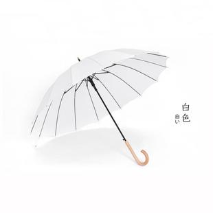 高档16骨简古约森系长柄伞女小清人新自动覆双雨g伞定制loo印广告