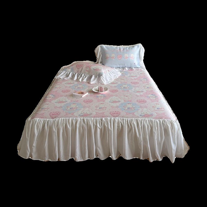 仙女风床裙款碳光冰丝凉席三件套 卡通少女凉感空调软席养生席2.0