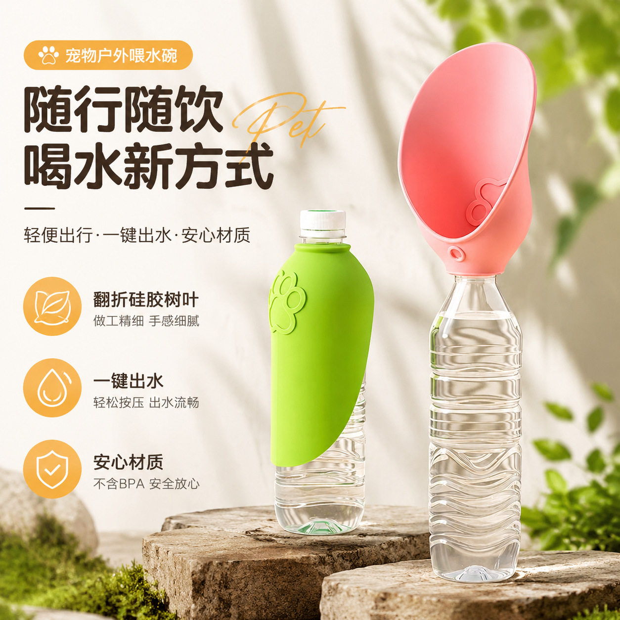 矿泉水瓶饮水器宠物外出慢食碗