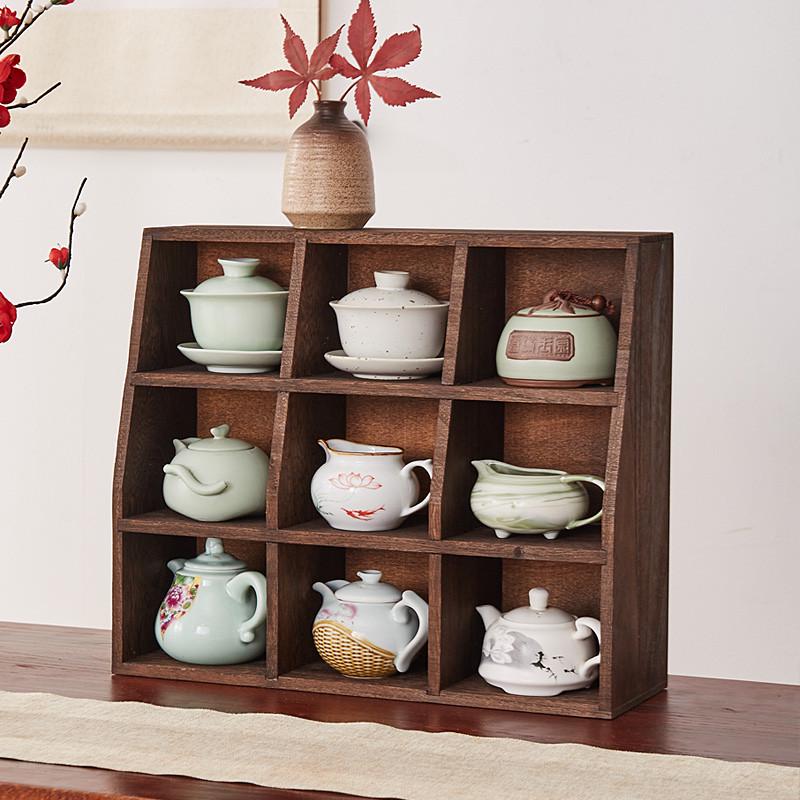 实木多层置物架茶具收纳架展示架桌面茶杯架博古架小展示格整理盒