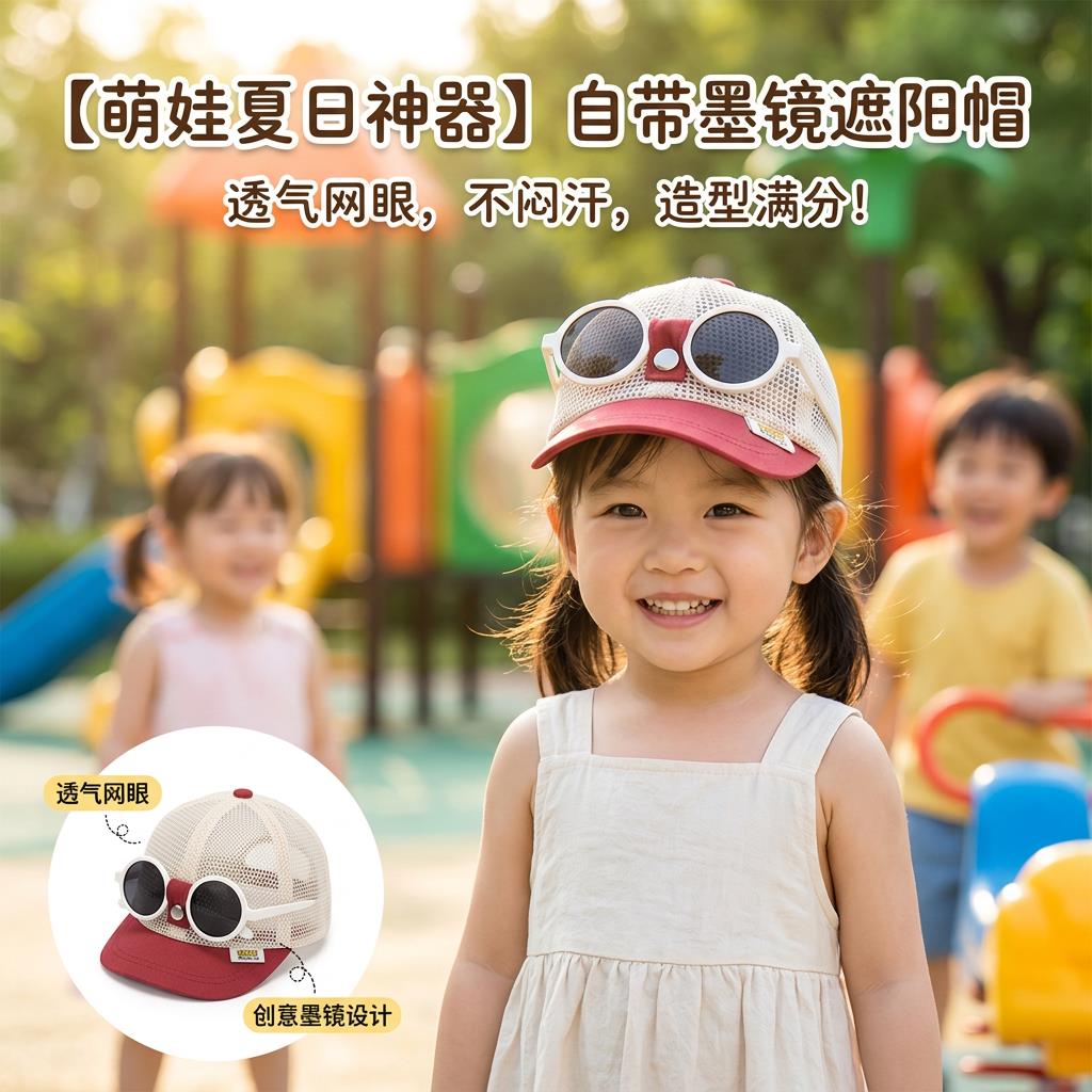 帽子女款儿童2026新款户外遮阳帽夏季防晒帽太阳帽宝宝棒球鸭舌帽图片