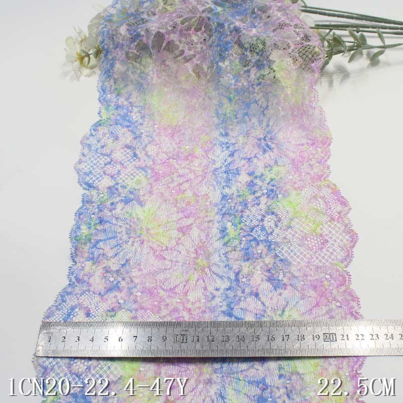 唐隆多色双边小波浪烫金印花弹力花边 服装窗帘22cm蕾丝花边辅料