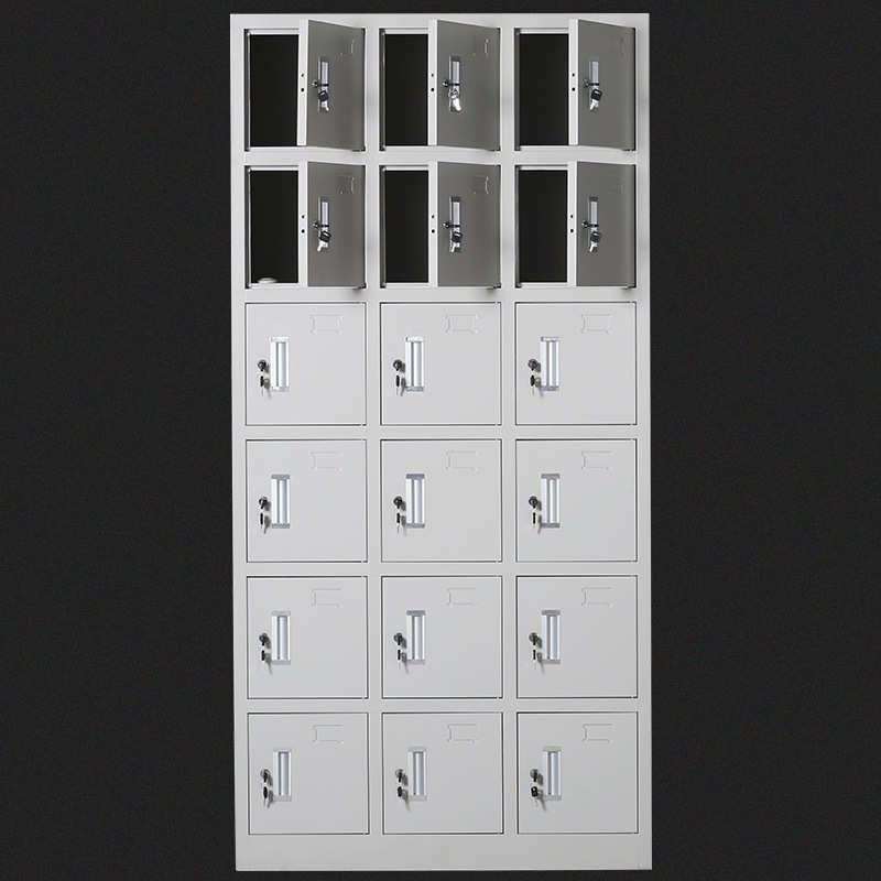 18门钢制更衣柜员工换衣收纳柜多门带锁铁皮柜工厂车间鞋柜储物柜