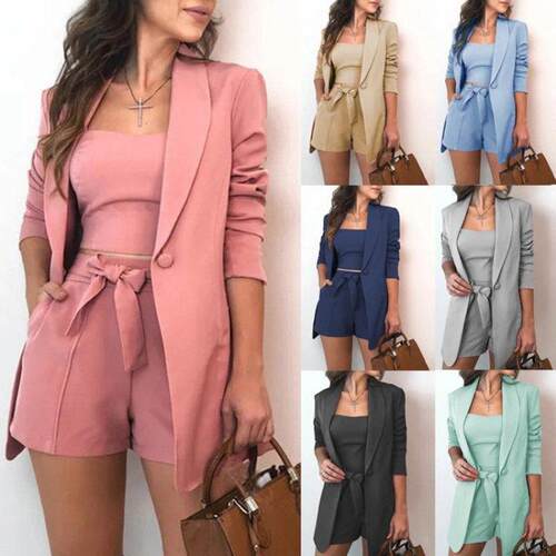 X 63344 Blazer Shorts 3-piece Set 西装短裤三件套女跨境速