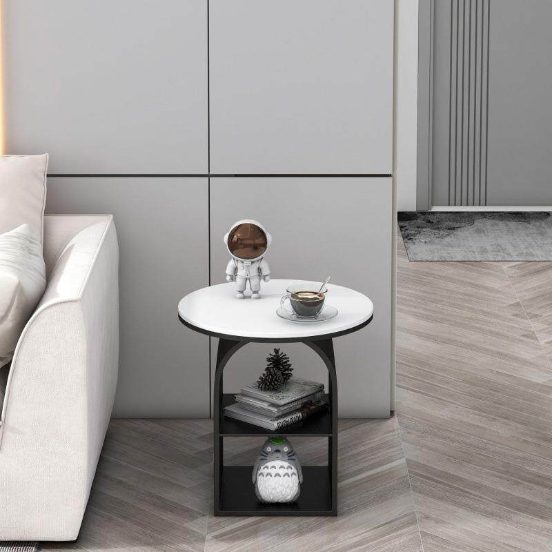 客厅家玻璃小茶现代简约户型用边LSV柜奶油风边几圆形小双层小桌