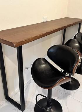 实木吧台书桌桌飘窗靠窗桌休闲长条阳台PMS桌窗台吧桌窄台条桌靠