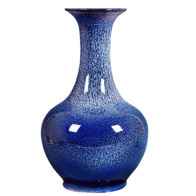 景德镇陶瓷器创意蓝色花瓶干插花摆件家居装饰品客厅酒柜大号摆设
