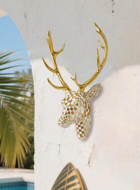 跨境抽象马赛克鹿头壁挂摆件动物头墙面装饰挂件玄关客厅装饰雕塑