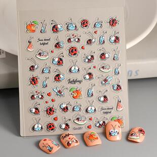 七星瓢虫浮雕美甲贴纸手帐贴 Ladybugs 5D Nail Stickers Decals