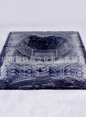 个性家用烟灰缸水晶浮雕万里长城摆件时尚创意大号烟缸商务礼品
