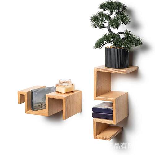 木质简易墙上置物架书架多层墙面收纳架壁挂装饰隔板架