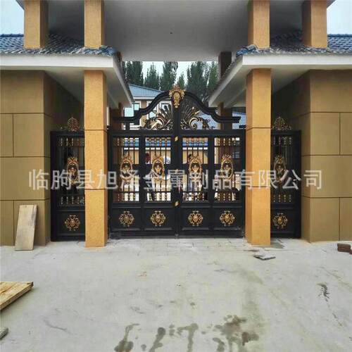 铝艺大门 豪华别墅铝艺大门 庭院铝合金大门 电动平开门 农村大门