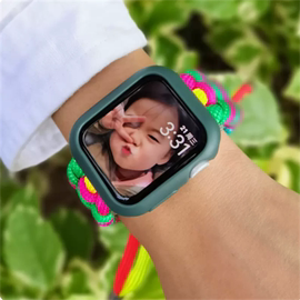 适用iwatch7ultra2表带尼龙伞绳applewatch65489代se2表带运动透气创意s7苹果手表编织表带女男45mm49