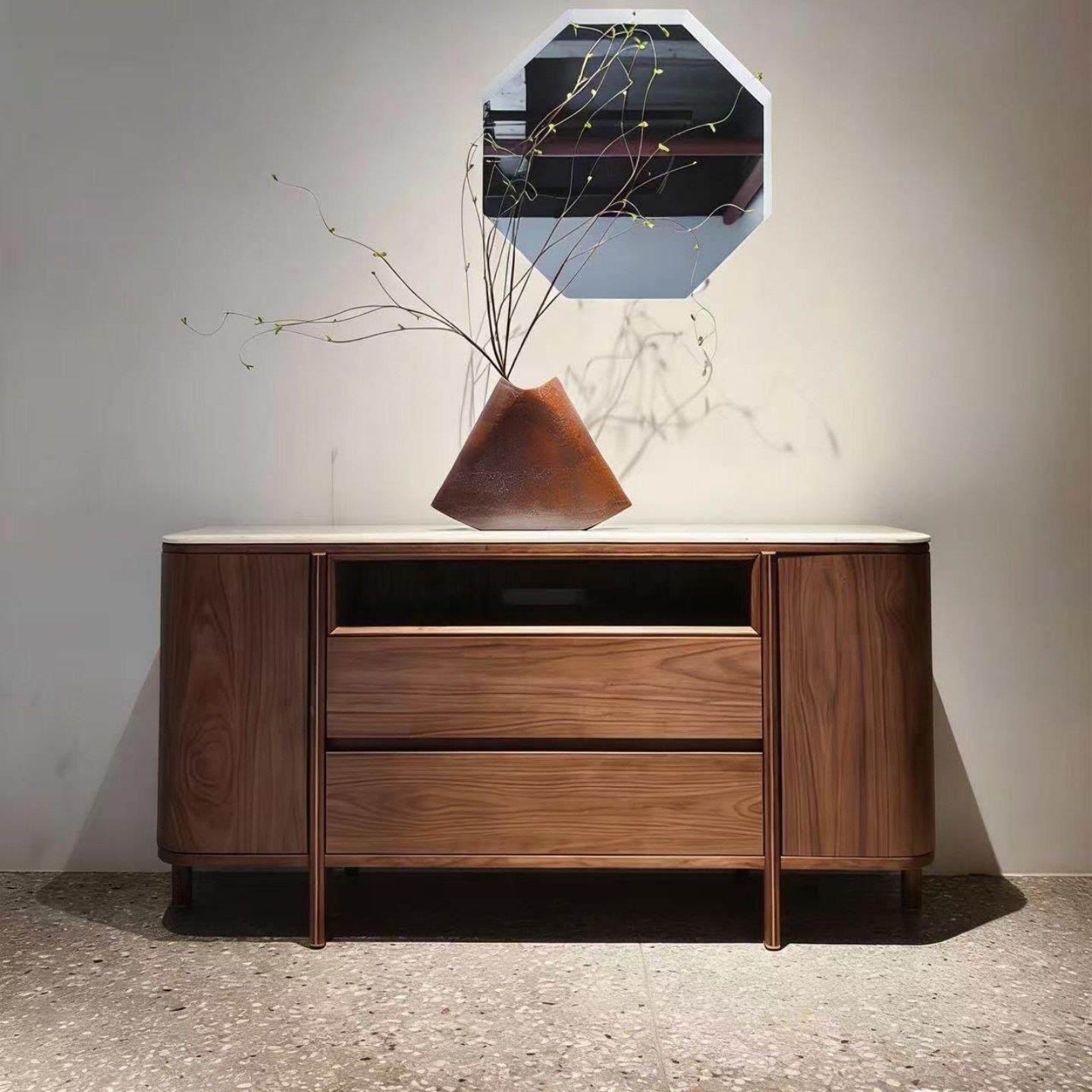 中古风实木斗柜客厅靠墙储物柜高端黑胡桃木收纳柜边柜2025新款,住宅家具,餐边柜,淘宝优惠券,粉丝福利购,淘宝优惠卷