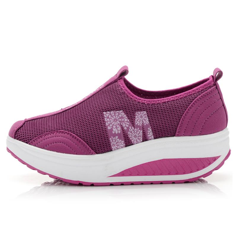 高档夏网季透气妈网面摇摇鞋厚底松糕鞋休闲运动女鞋妈鞋增高鞋老