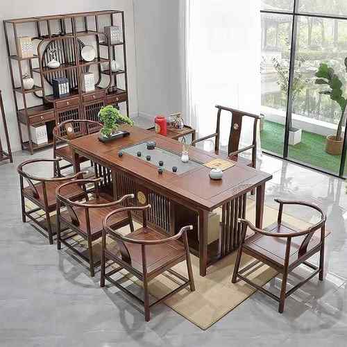 新中式茶台全套禅意实木茶桌椅组合办公室茶室功夫茶桌泡茶桌一体