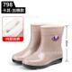 冬季 加棉绒女水雨靴 卫生间防滑胶鞋 中筒保暖棉雨鞋 女厨房食堂水鞋