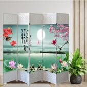 白色框架屏风隔断可折叠客厅卧室阻隔简约现代移动健康餐厅隔断墙