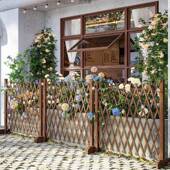 户外防腐木FIL栅栏地伸缩围栏花园菜园插围挡庭院阳篱笆室内外护