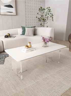 亚力悬浮茶几奢岩小户DY0523型客厅简轻约诧茶桌方形寂风克纯白透