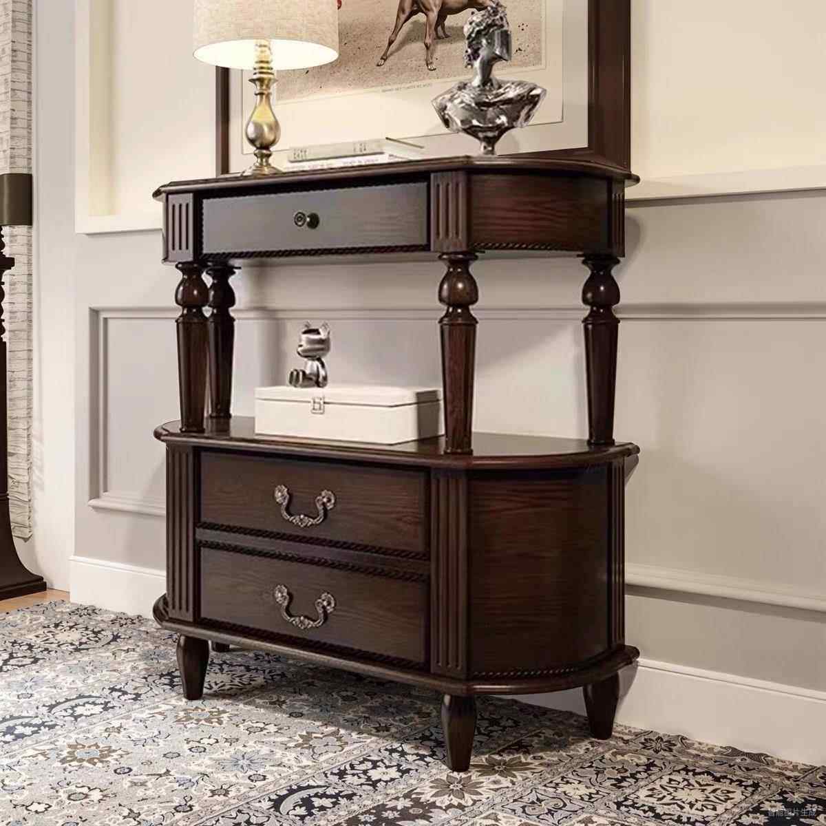 美式全实木半圆玄关桌门厅入户玄关台客厅覆古玄关柜靠墙过道柜,住宅家具,玄关台,淘宝优惠券,粉丝福利购,淘宝优惠卷