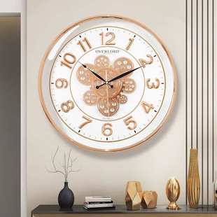高级感中古风齿轮挂钟客厅家用时尚 饰挂墙时钟表静音表 复古艺术装