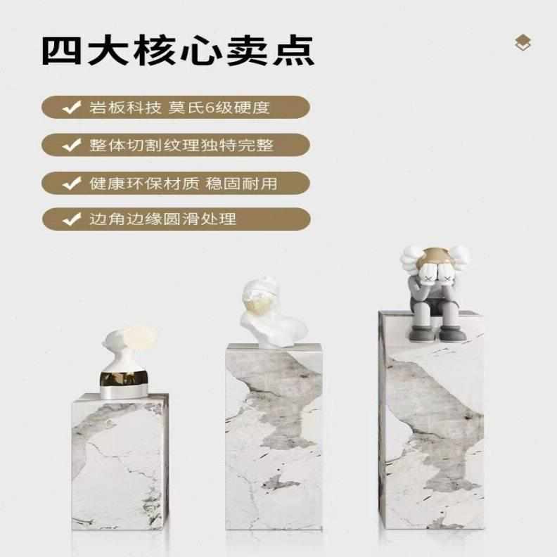 摆件雕塑新款奢式石墩轻板大理石岩意台石柱地底座电视柜旁落客厅