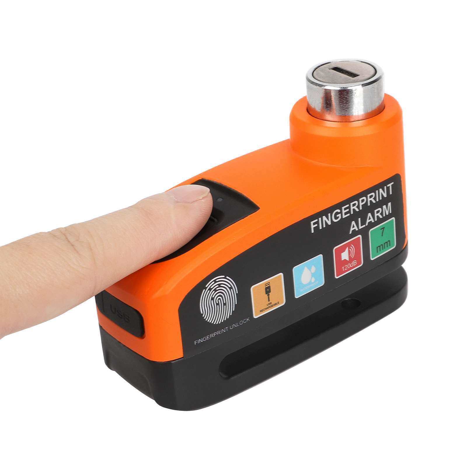 指纹报警碟刹锁 自行车碟刹锁电动滑板车锁碟片防盗锁碟盘安全锁