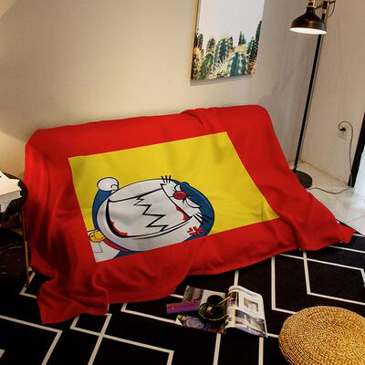 新款通动漫双沙发卡大垫尺寸全盖布沙发扶手巾防尘单人蓝胖子沙发