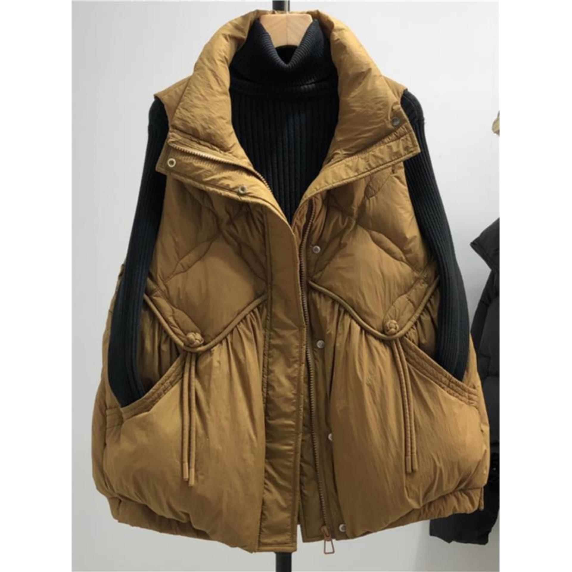 欧货2025秋冬新款大码女装立领羽绒棉马甲女百搭无袖坎肩马夹外套